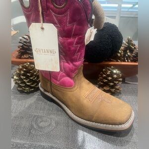 Shyanne Fuchsia and Brown Cowboy Boots